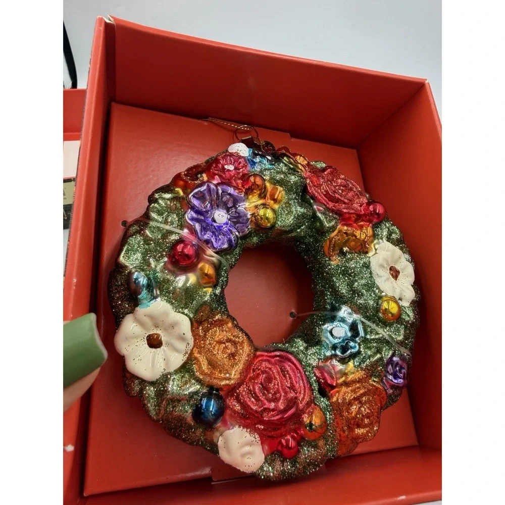 Target x John Derian Glass Wreath Ornament 4.5in Bright Colors New In Box